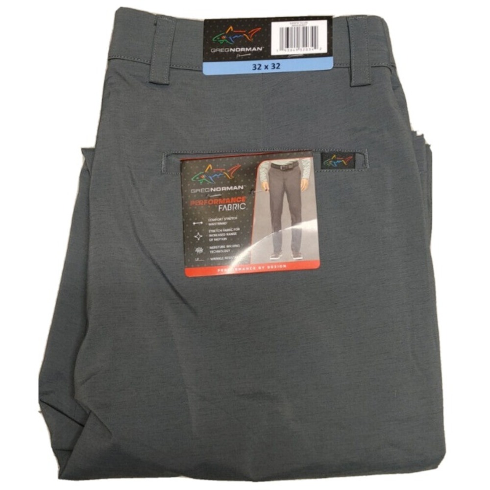 NWT Greg Norman Performance Stretch Pants Iron Gate 32X32